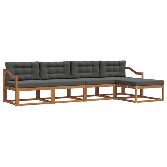 Ensemble de canapés d'extérieur 5 pcs naturel et anthracite