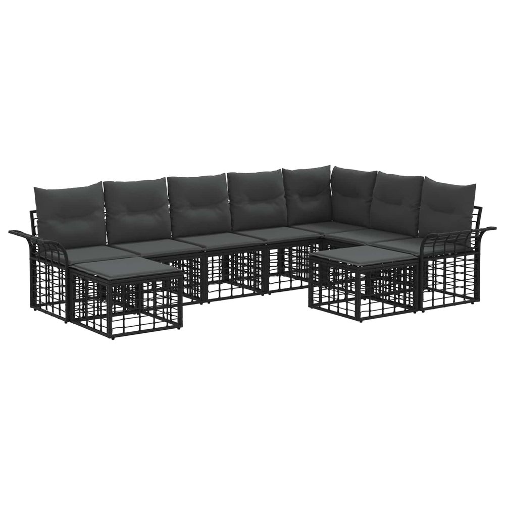 Ensemble de canapés d'extérieur 9 pc noir et gris foncé
