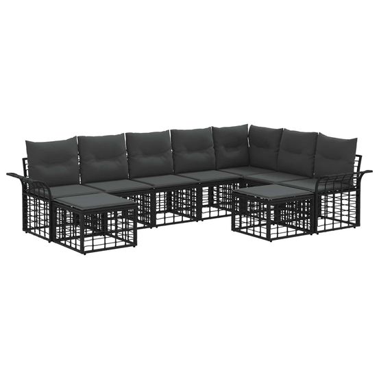Ensemble de canapés d'extérieur 9 pc noir et gris foncé