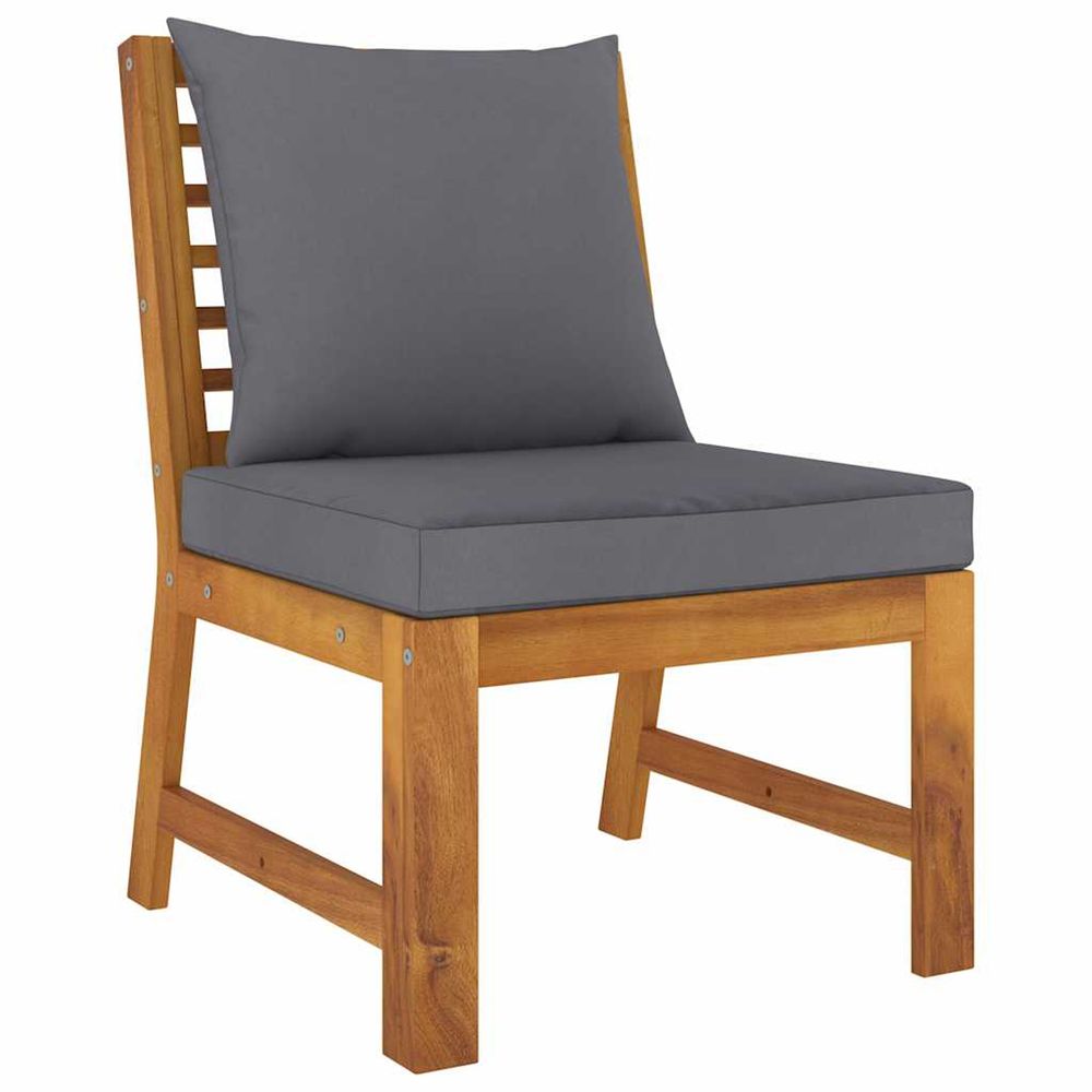 Canapé central sectionnel avec coussin gris foncé bois d'acacia
