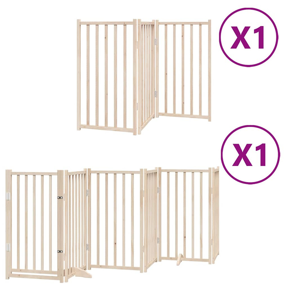 Barrière pour chiens avec porte pliable 9panneaux bois peuplier