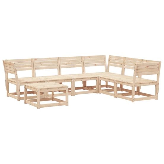 Salon de jardin 7 pcs bois de pin massif