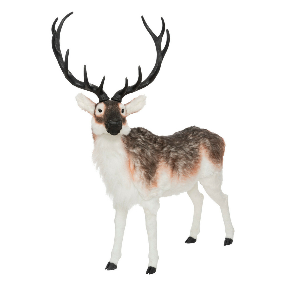 Déco de noël grand renne avec bois et fourrure h 120 cm