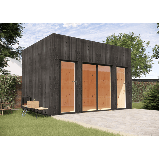 Bureau de jardin 4 saisons en bois 4,4 x 3,5 x 3,2 m / isolation re2020 avec plancher isolé