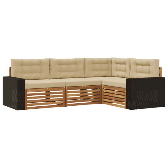 Ensemble de canapés d'extérieur 4 pc naturel et beige polyester