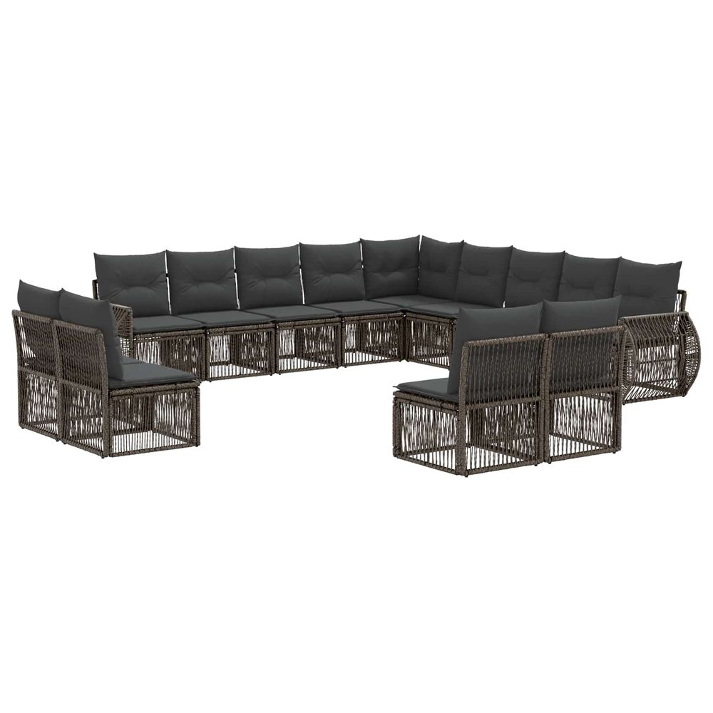 Ensemble de canapé de jardin 13 pc gris et gris foncé polyrotin