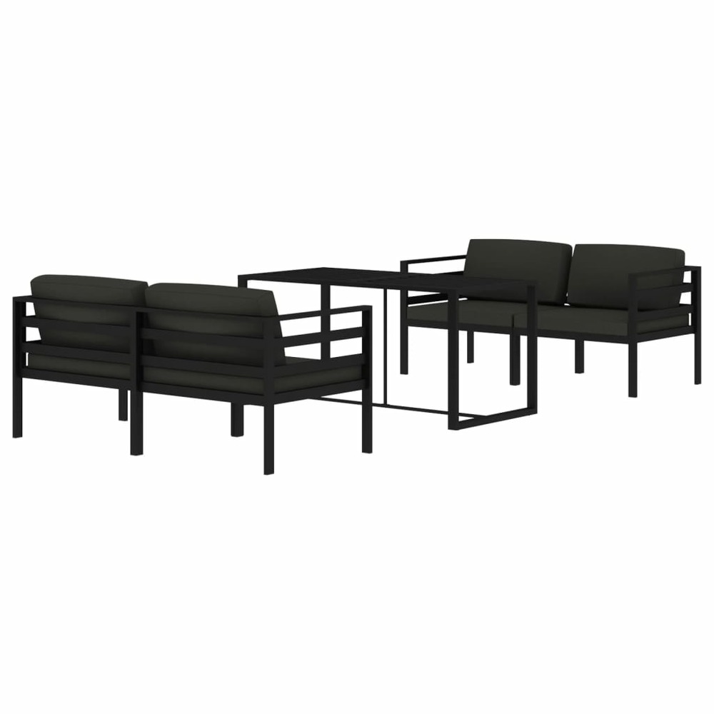 Salon de jardin meuble d'extérieur ensemble de mobilier 5 pièces avec coussins aluminium anthracite