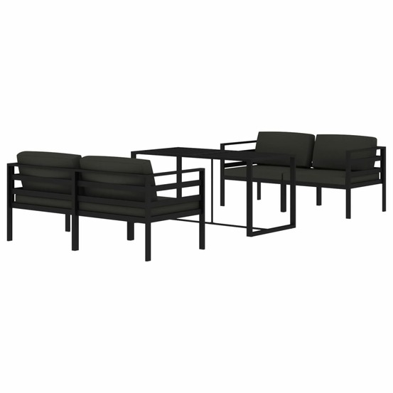 Salon de jardin meuble d'extérieur ensemble de mobilier 5 pièces avec coussins aluminium anthracite