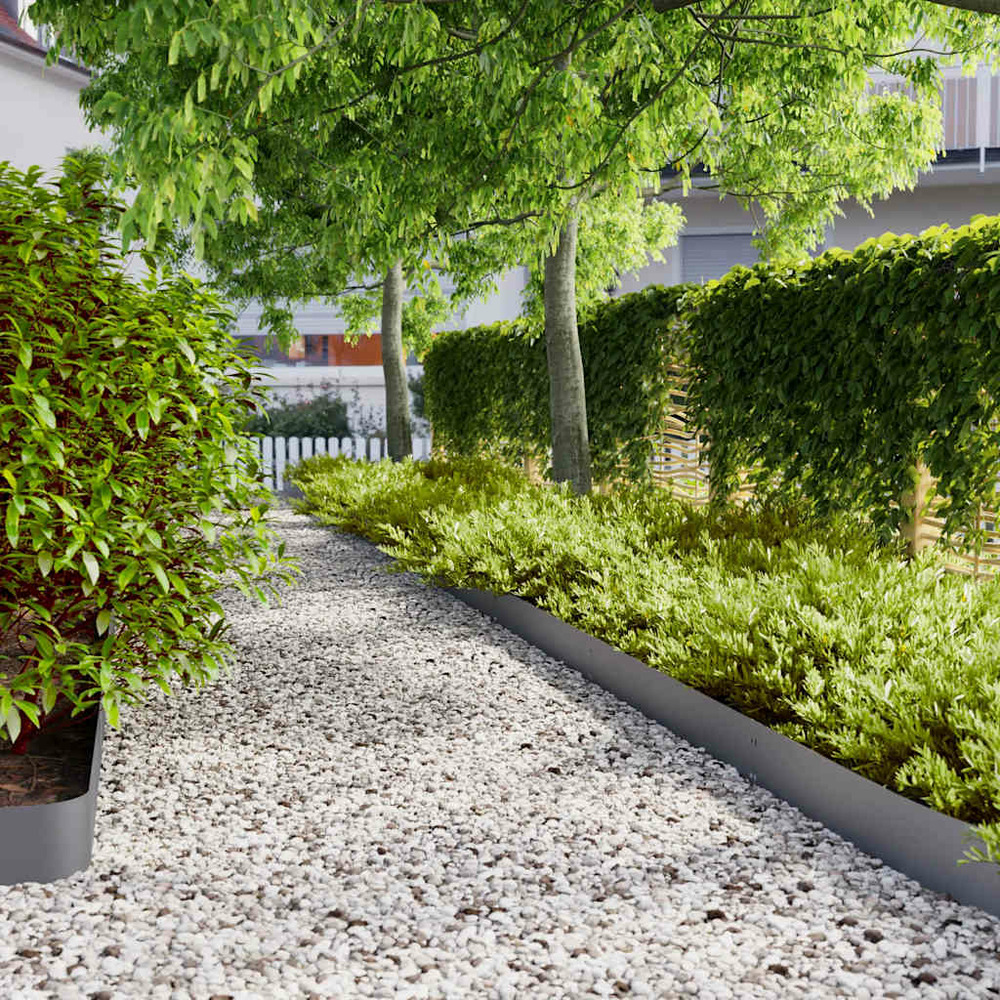 Bordures pelouse 10pcs anthracite 15x103cm acier laminé à froid