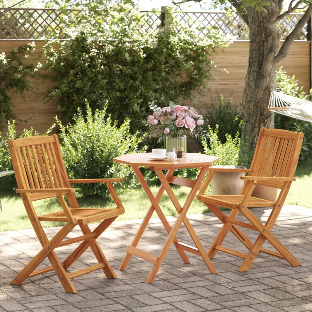 Ensemble de bistro pliable 3 pcs bois d'acacia solide