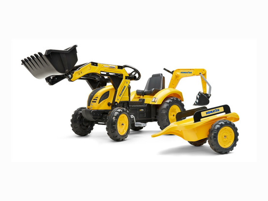 Tractopelle enfant komatsu avec remorque + excavatrice 3 à 7 ans