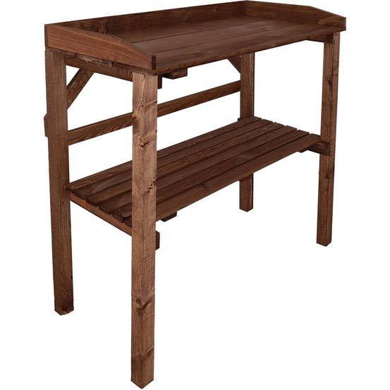 Table à rempoter en pin nature teinté marron