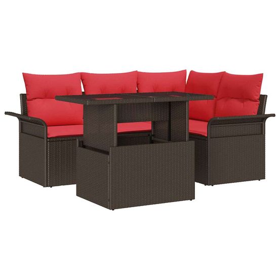 Ensemble de canapé de jardin 5 pc marron