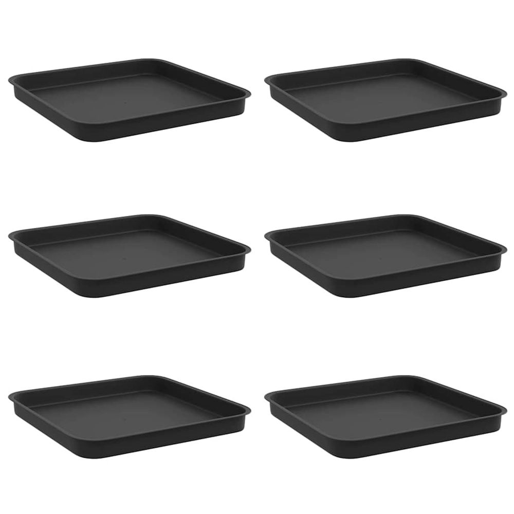 Plateau carré à fleurs 6 pc noir 21 x 21 x 2 cm plastique