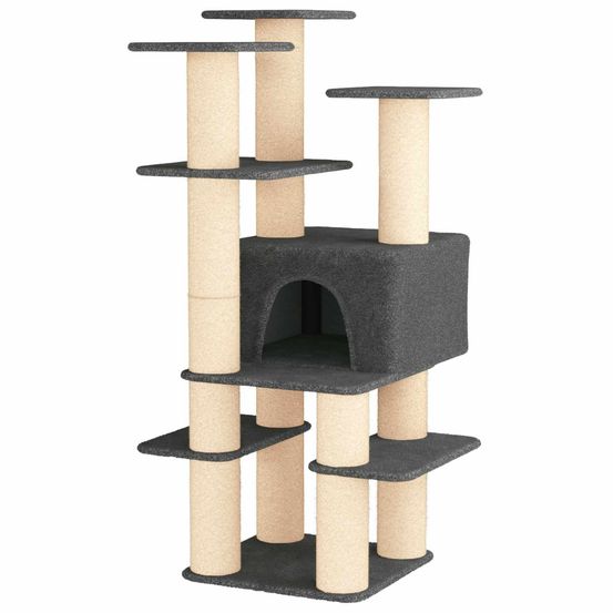 Arbre à chat avec poteaux à griffer en sisal gris foncé 161 cm