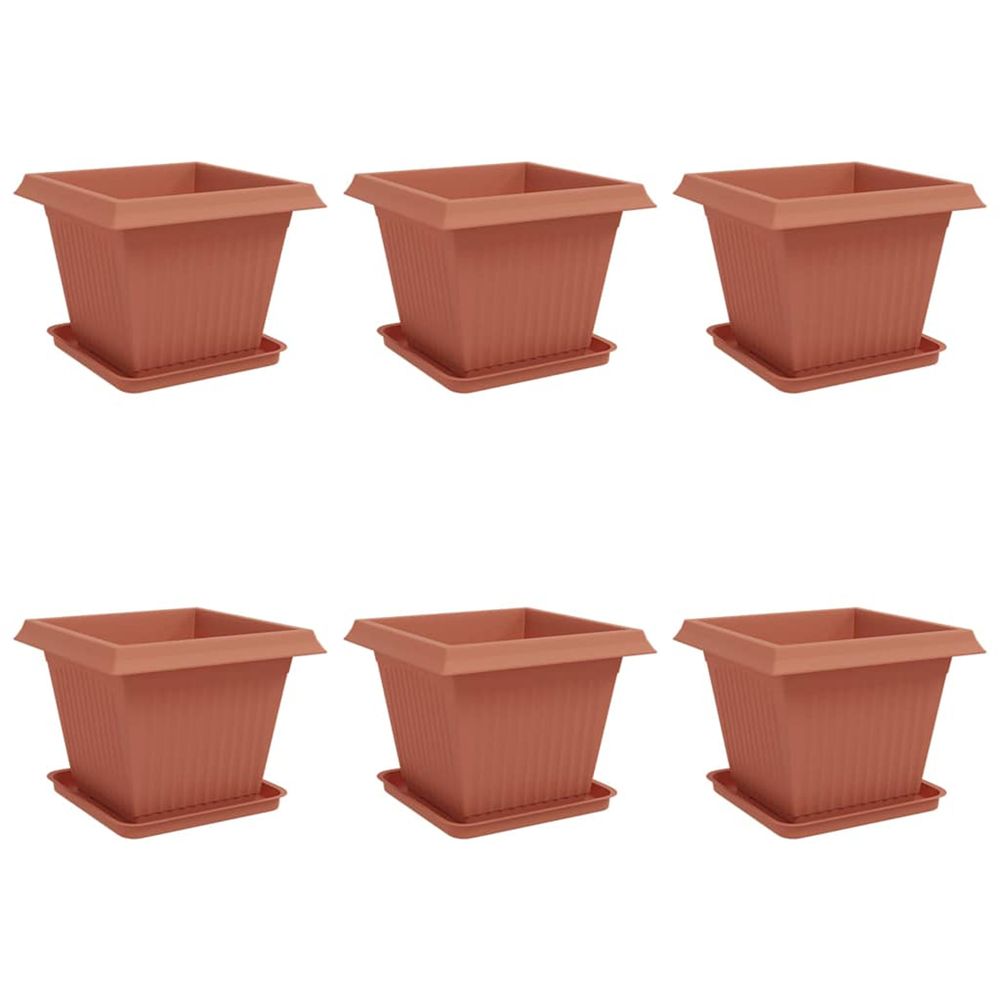 Pots de plantes 6 pc rouge brique plastique
