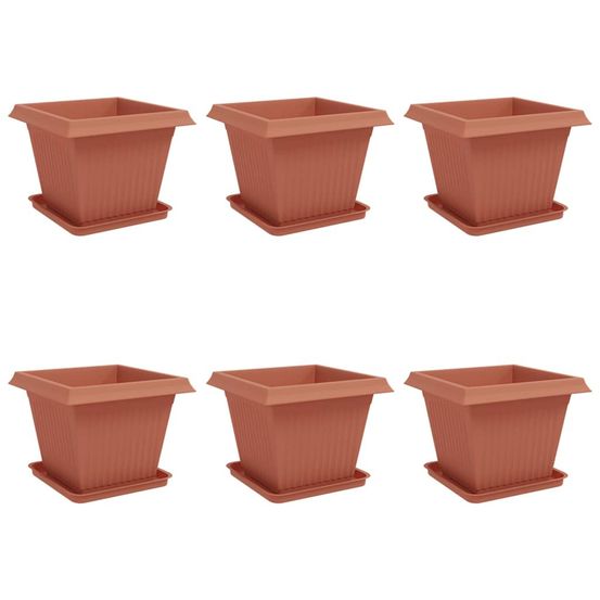 Pots de plantes 6 pc rouge brique plastique