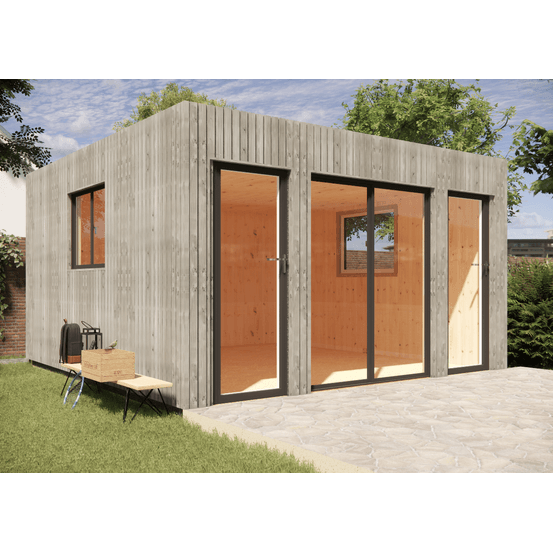 Studio de jardin revenus locatifs en bois 4,4 x 4,6 x 2,7 m / menuiseries alu k-line