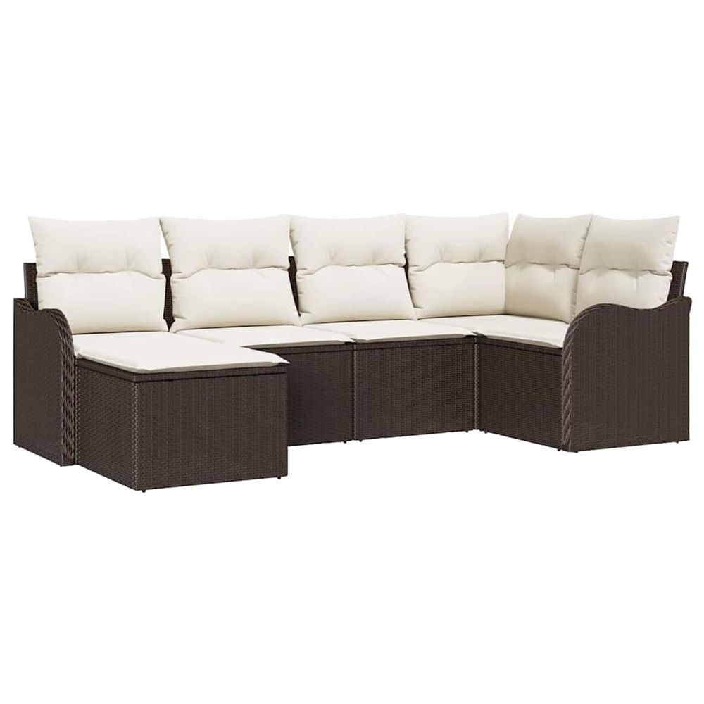 Ensemble de canapé de jardin 6 pc marron et blanc polyrotin
