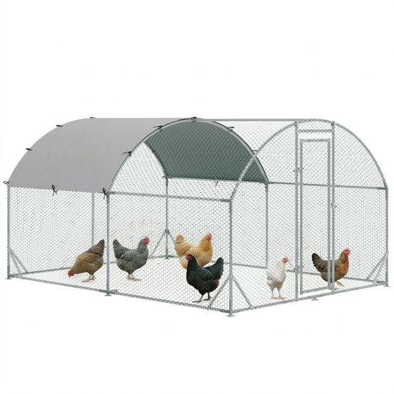 Enclos poulailler acier galvanisé avec bâche oxford 280 x 380 x 197 cm extérieur sécurisé