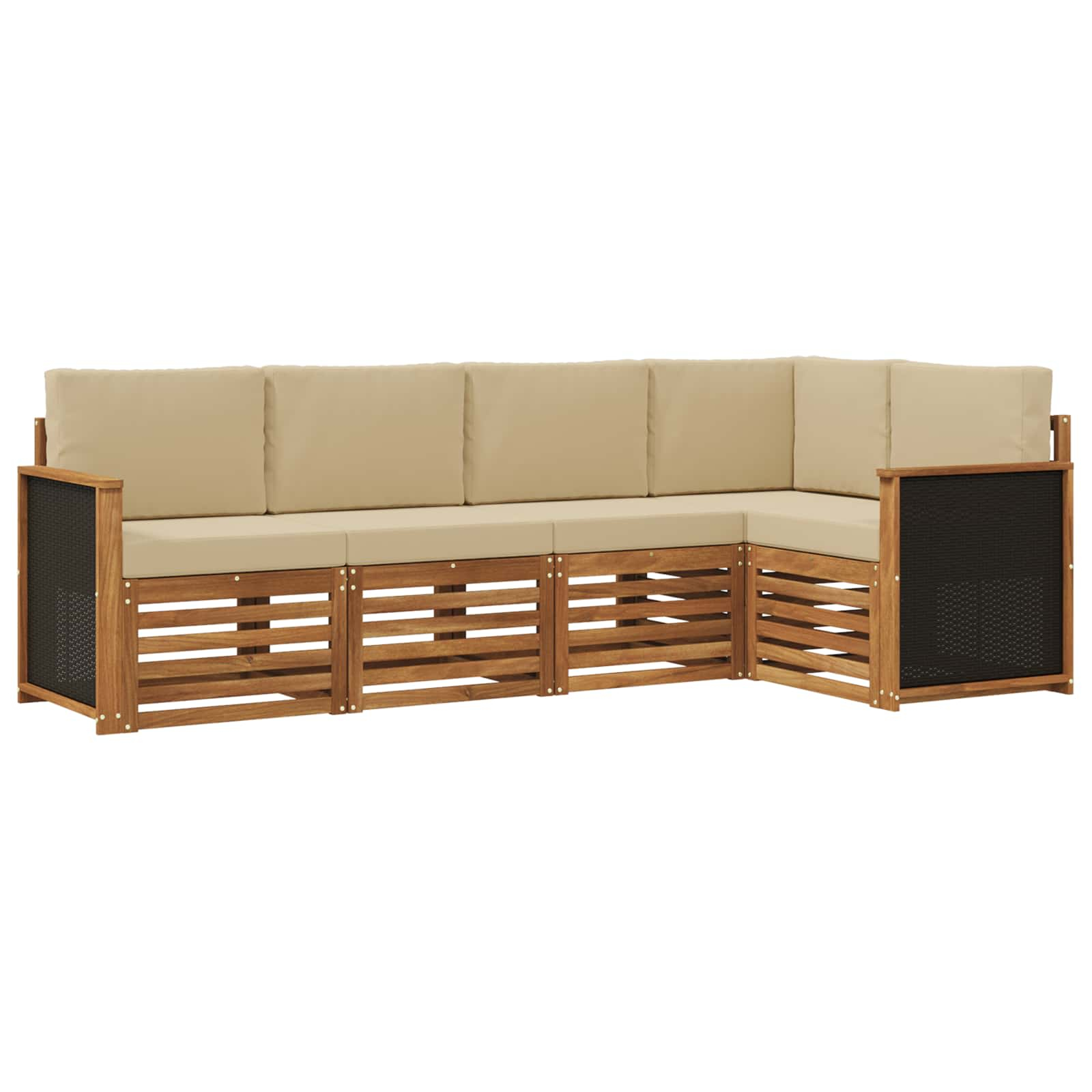 Ensemble de canapé d'angle avec coussin 4 pcs naturel