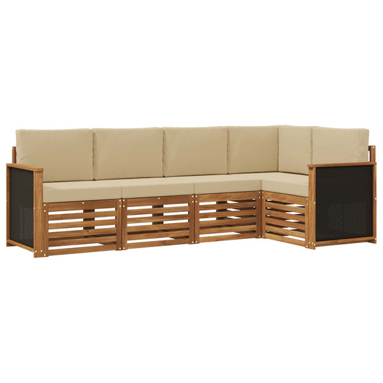 Ensemble de canapé d'angle avec coussin 4 pcs naturel