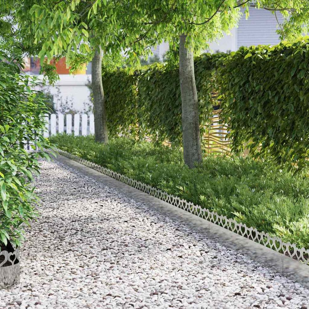 Bordure pelouse 10pcs acier galvanisé jardin aménagement extérieur 103x22cm argent