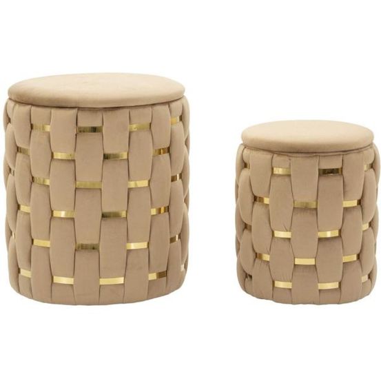 Pouf avec rangement intégré shanty (lot de 2) doré