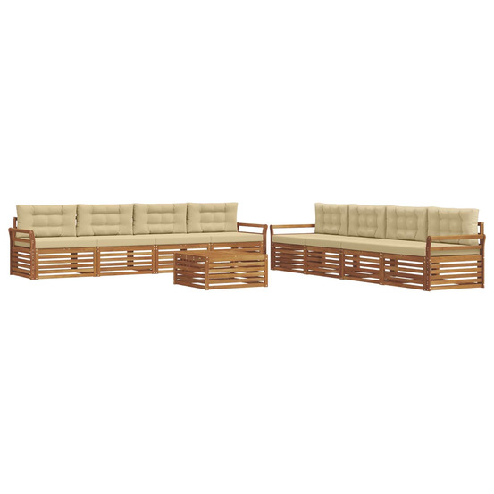 Ensemble de canapés d'extérieur 9 pcs naturel et beige