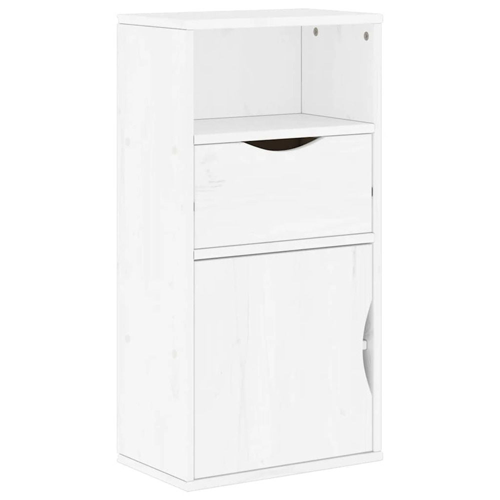 Armoire latérale tiroir odda blanc 40x24x79 cm bois massif pin