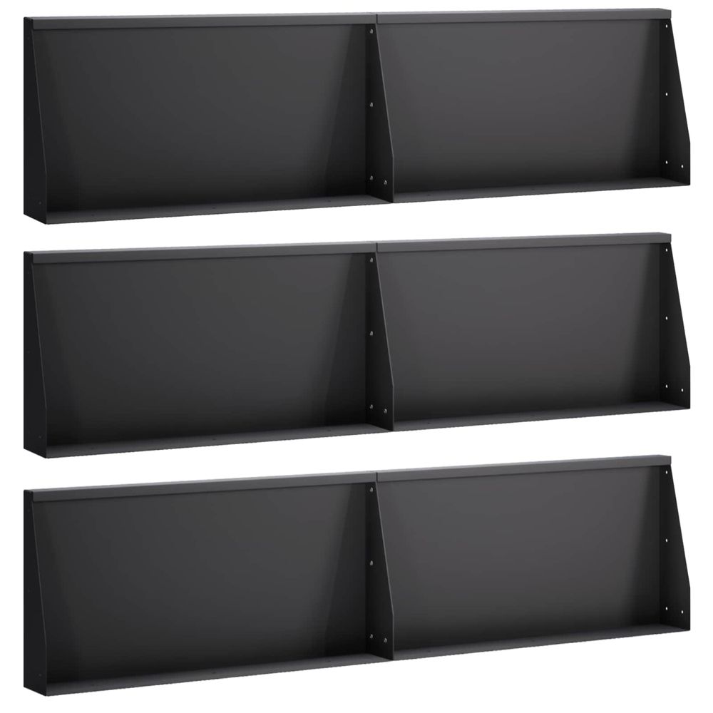 Mur de soutènement 6 pc 80 x 12 x 50 cm acier noir