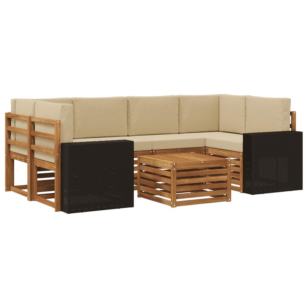 Ensemble de canapés d'extérieur 7 pc naturel et beige