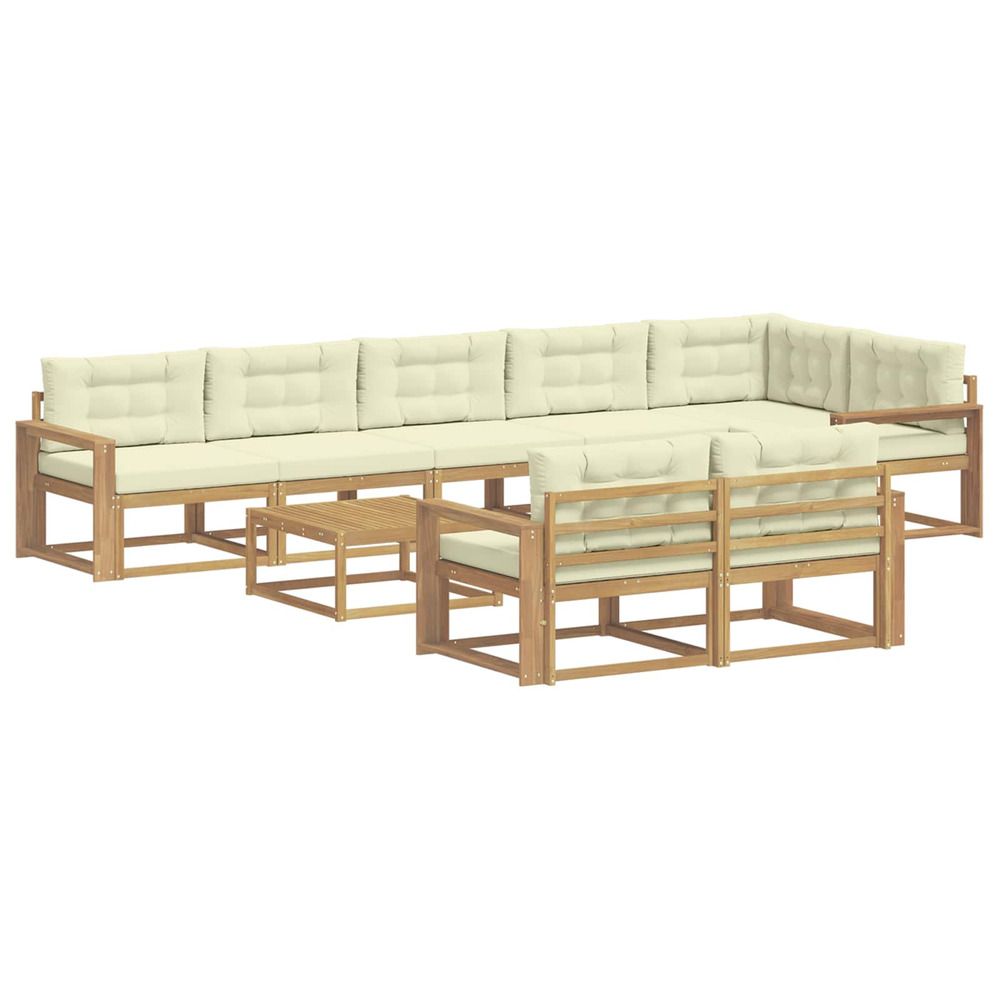 Ensemble de canapés d'extérieur 9 pc blanc et crème polyester