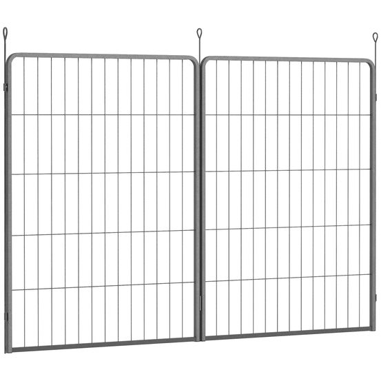 Extension enclos chiot 2 panneaux acier gris 80 x 100 cm modulable intérieur extérieur