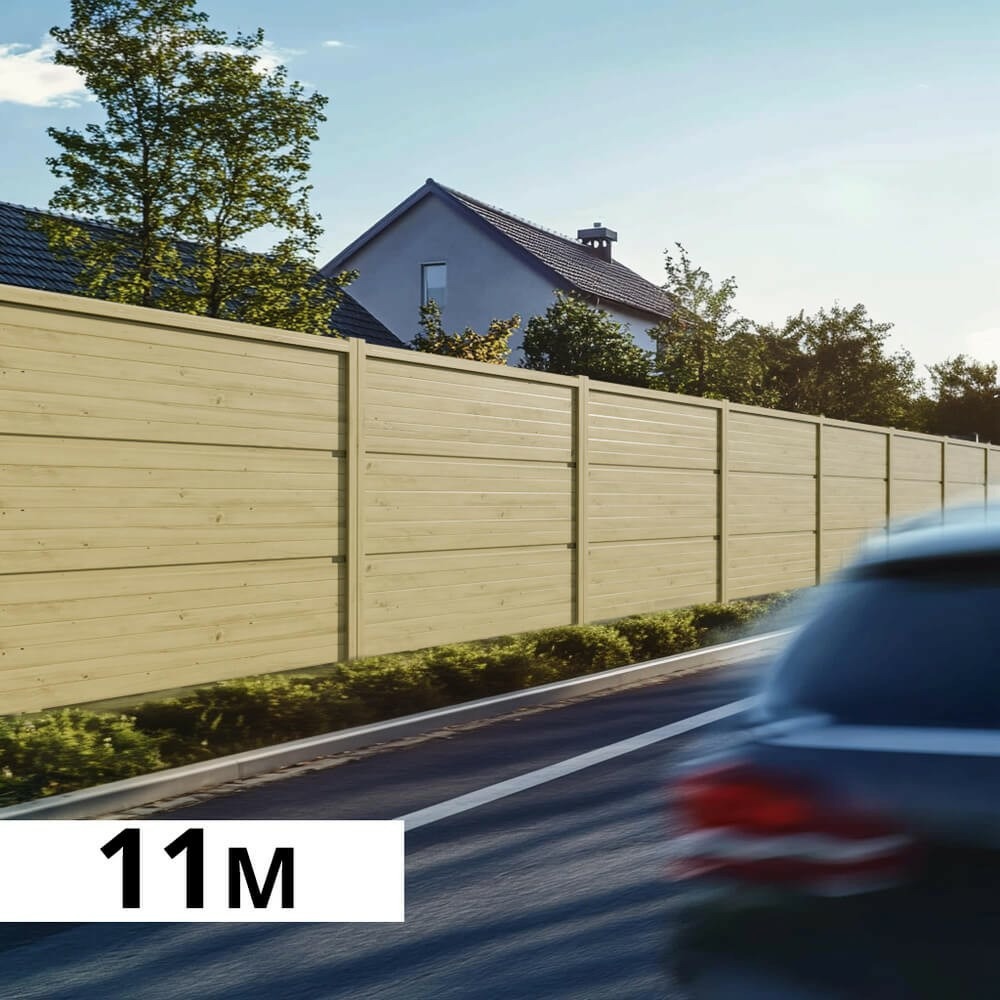 Mur anti-bruit bois 10,97x1,8m silenzo reflect - clôture réduction sonore - palissade