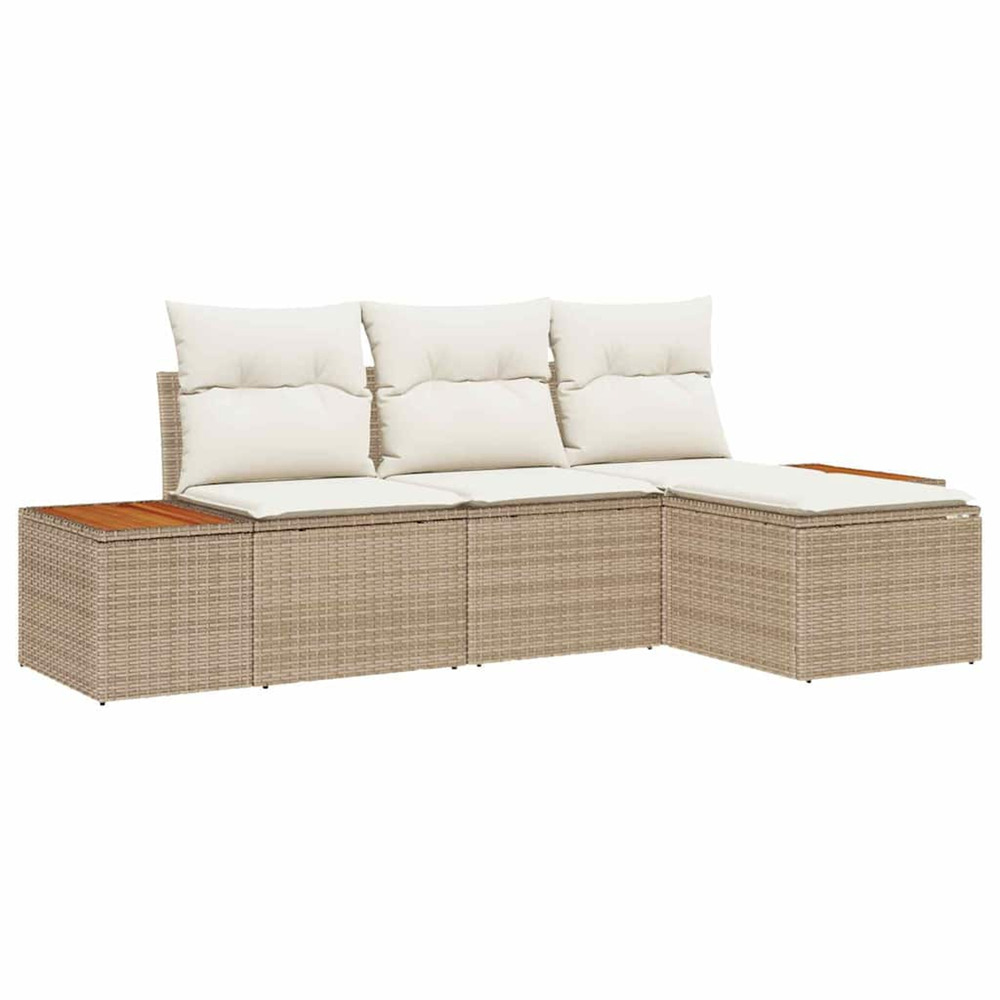 Ensemble de canapé de jardin 4 pcs beige et crème poly rattan