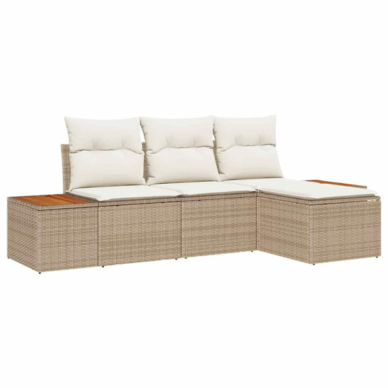 Ensemble de canapé de jardin 4 pcs beige et crème poly rattan