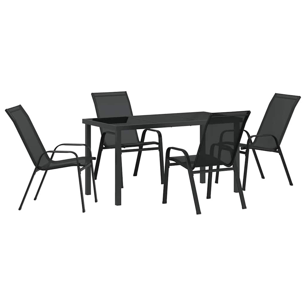Ensemble de salle à manger pour jardin 5 pcs noir