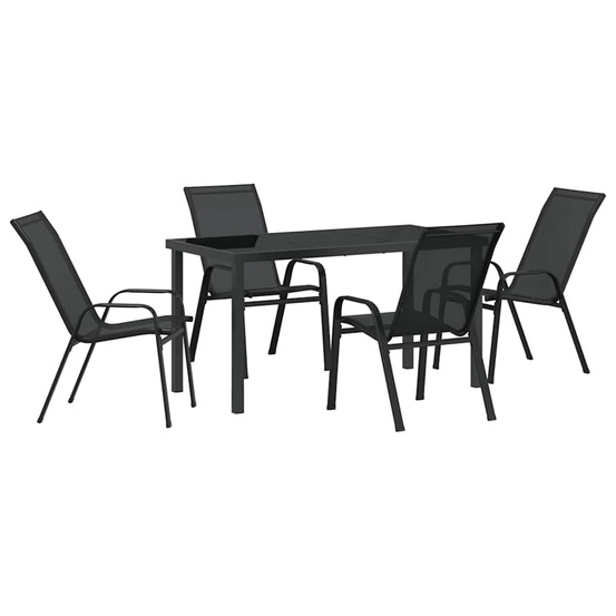 Ensemble de salle à manger pour jardin 5 pcs noir