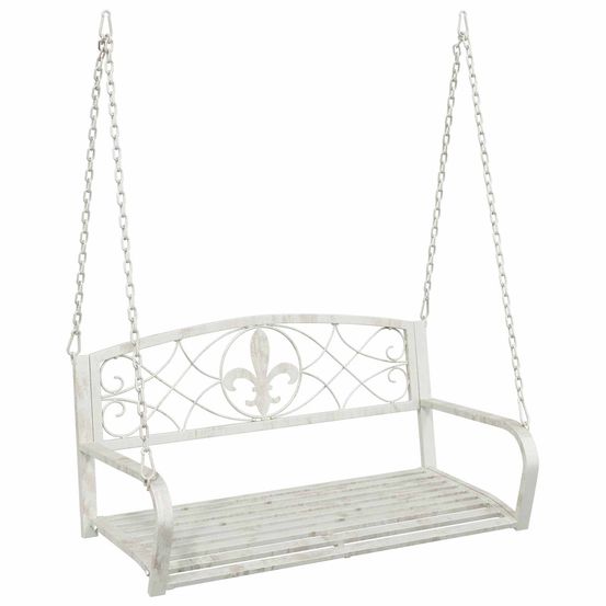Banc balançoire acier 110,5 x 59 x 55 cm blanc antique