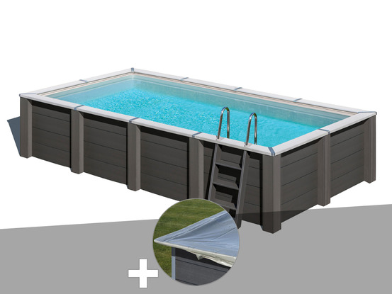 Kit piscine composite avant-garde carrée 5,95 x 3,15 x 1,26 m + bâche hiver