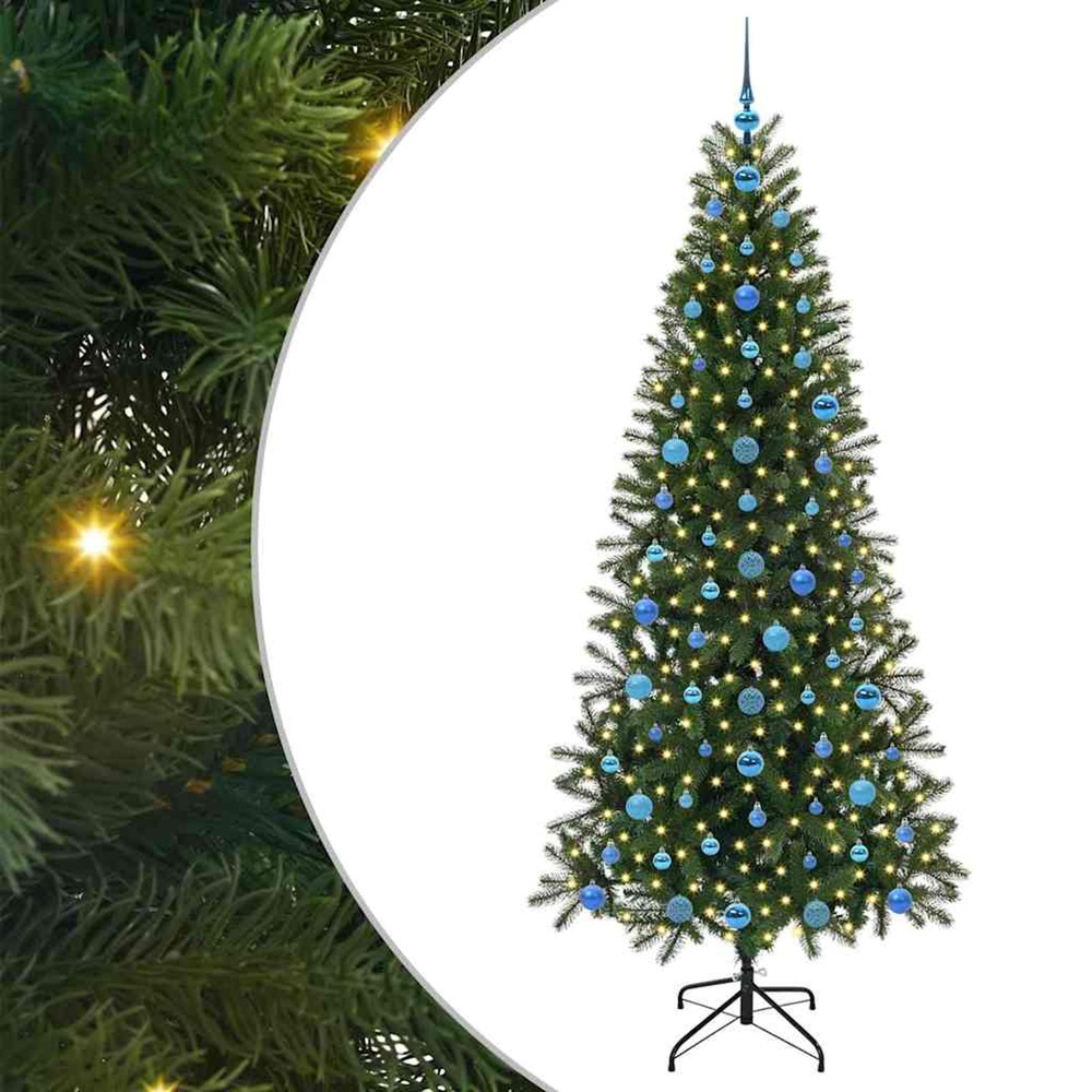 Sapin de noël artificiel avec 300 led vert 210 cm pe et pvc