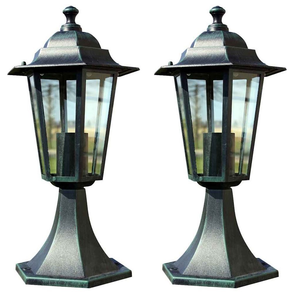 Lampes de jardin 2 pcs vert foncé/noir aluminium