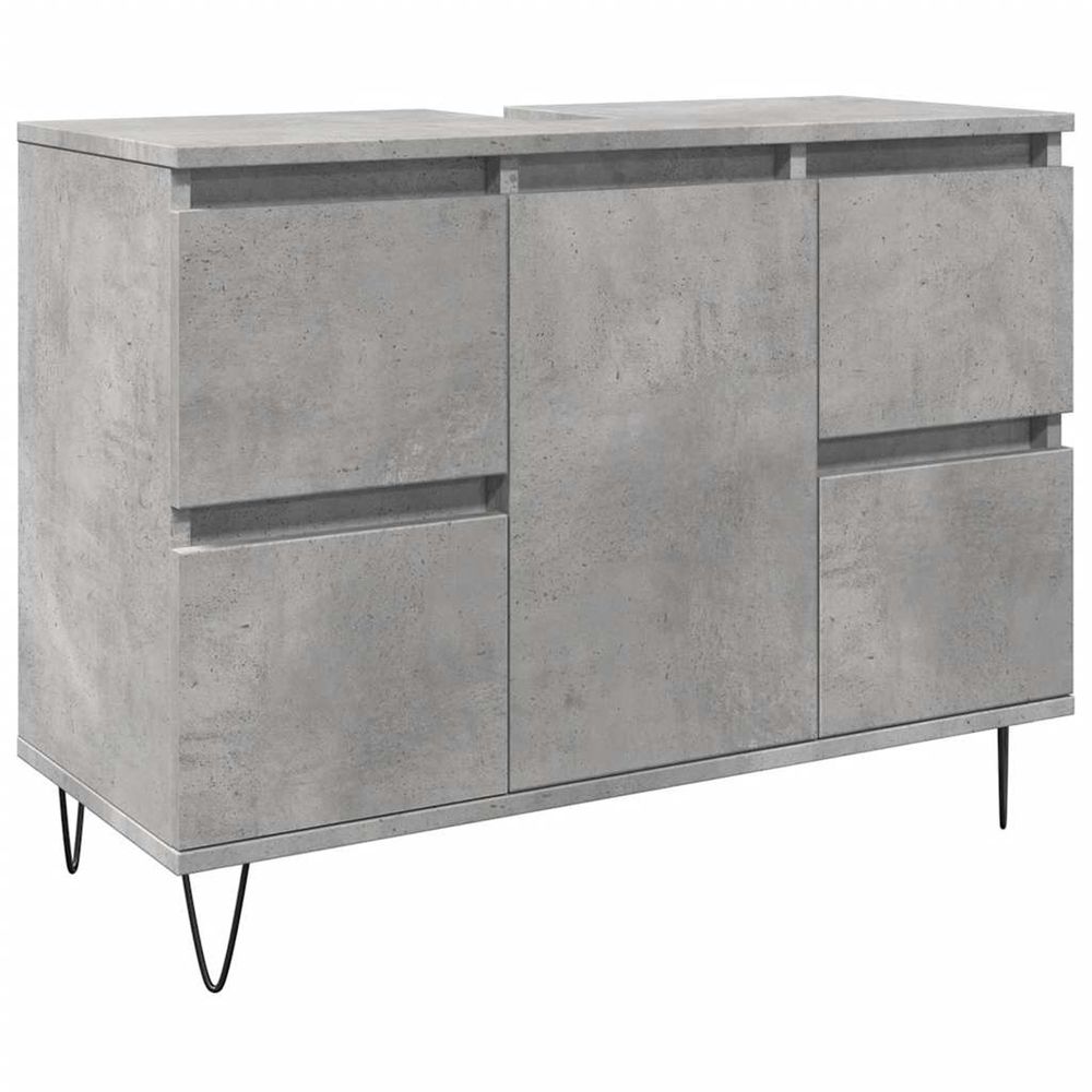 Armoire salle de bain gris béton 80x33x60cm bois d'ingénierie