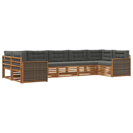 Ensemble de canapés d'extérieur 7 pc naturel et anthracite