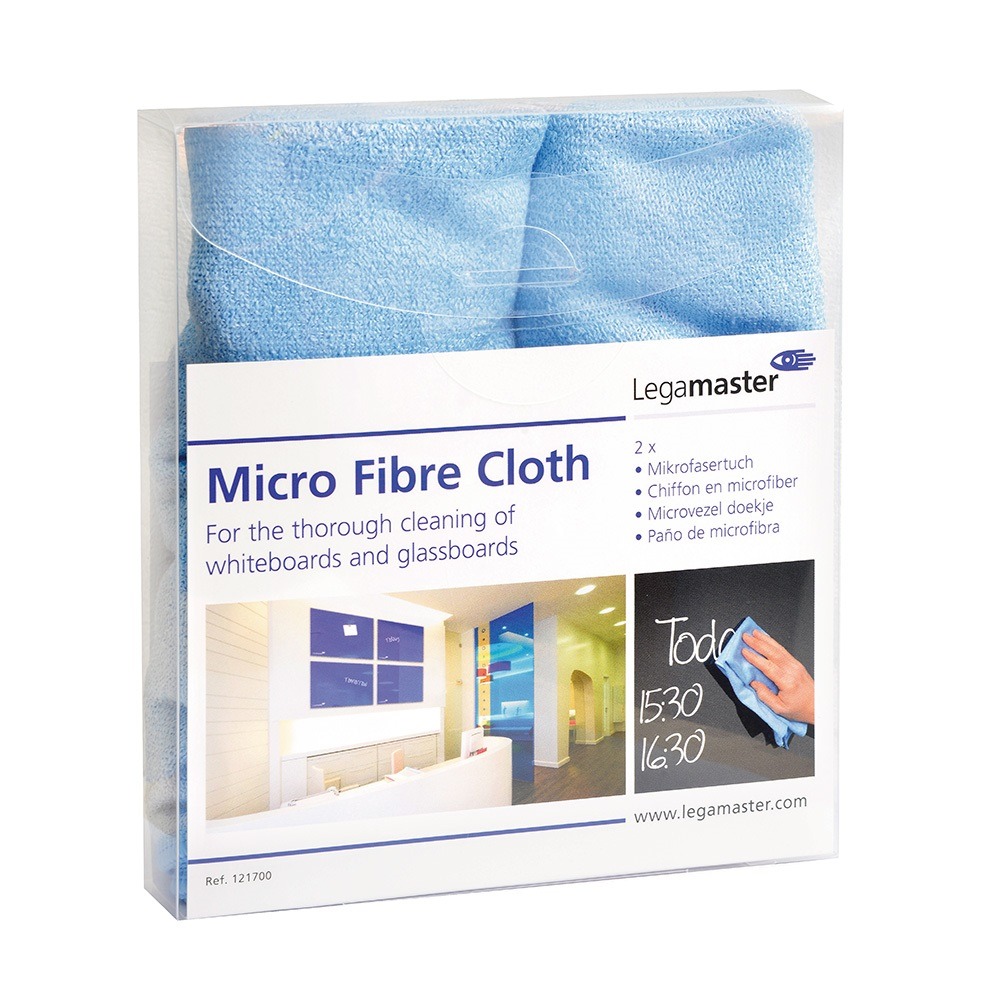 Lingettes microfibre pour tableaux blancs / verre - 2 pièces