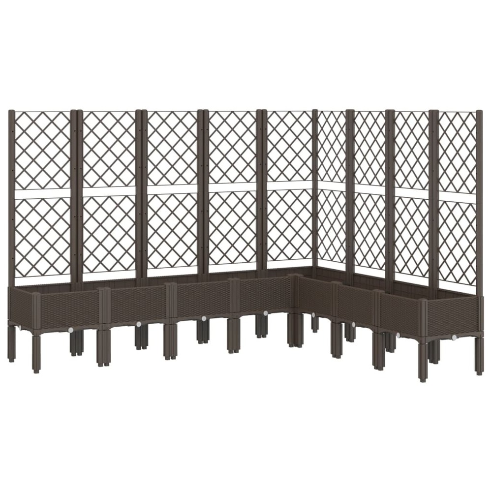 Jardinière bac lit surélevé plantes fleurs terrasse jardin avec treillis 200 x 160 x 142 cm pp marron