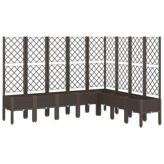 Jardinière bac lit surélevé plantes fleurs terrasse jardin avec treillis 200 x 160 x 142 cm pp marron