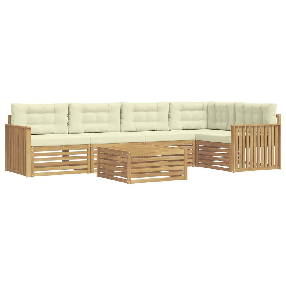 Ensemble de canapés d'extérieur 6 pc blanc et crème polyester