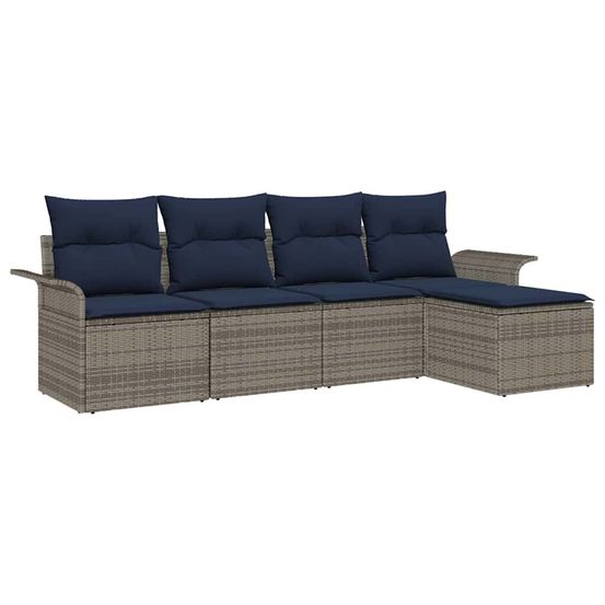 Ensemble de canapé de jardin 5 pc gris polyrotin